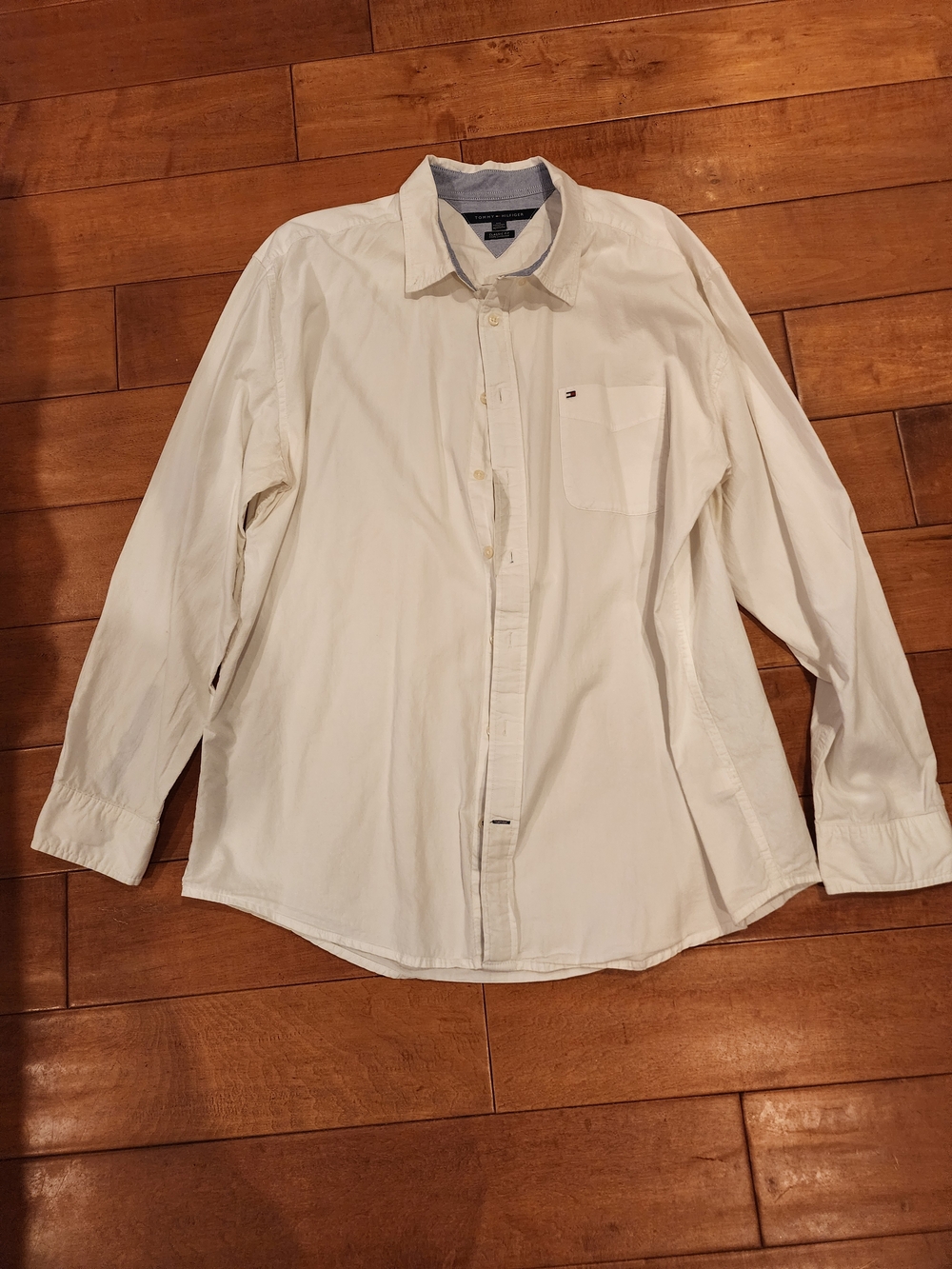 Tommy Hilfiger Men's Cream-White Long Sleeve Button Up Shirt